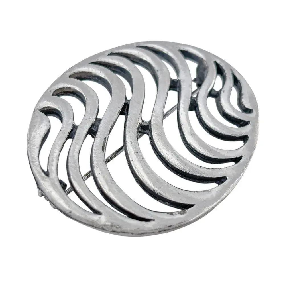 Vintage Coro Silver-Tone Openwork Wave Brooch